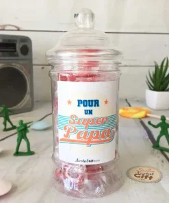Alternative view of Bonbonnière Papa oldschool – Bonbon rock cœur x40 – “Pour un super papa”